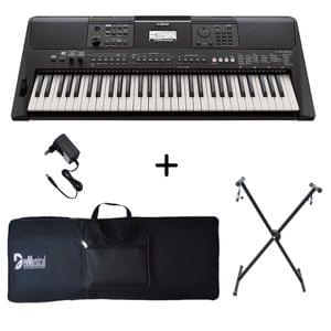 Yamaha PSR E463 Portable Keyboard with Adaptor Bag and Stand Combo Package